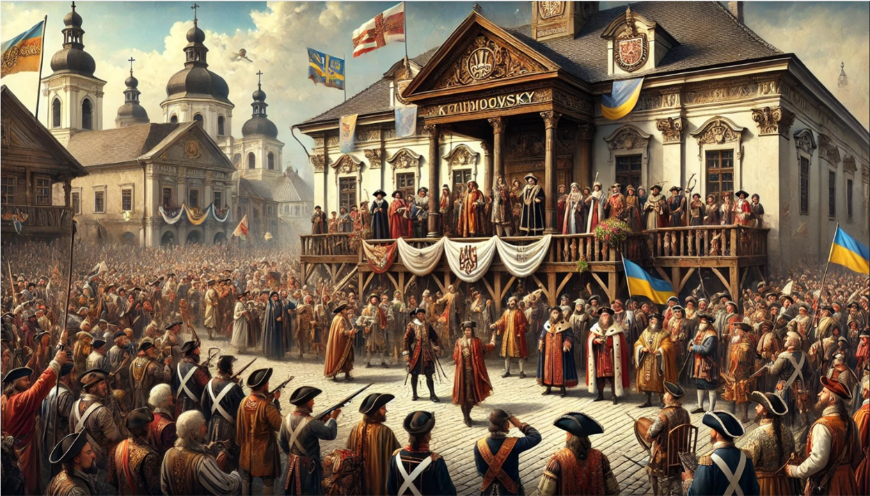 Зображення елекції 1750 року в Глухові, згенеровані ШІ