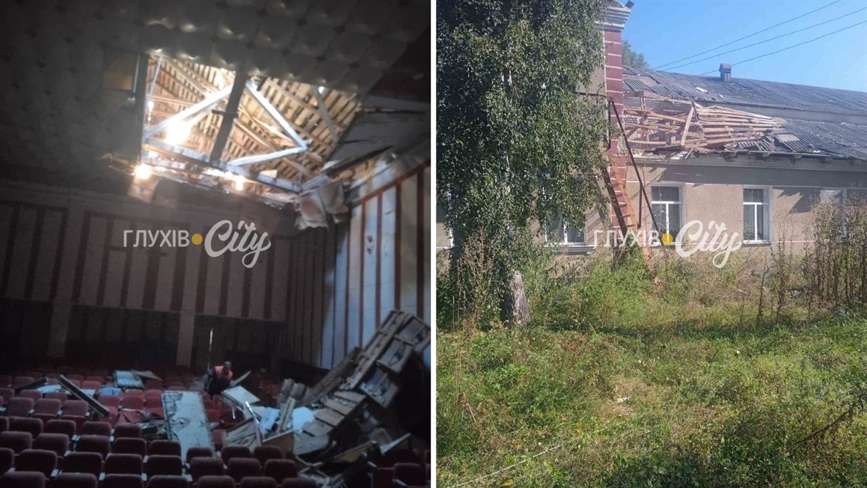 Фото пошкоджень будинку культури через обстріли росіян