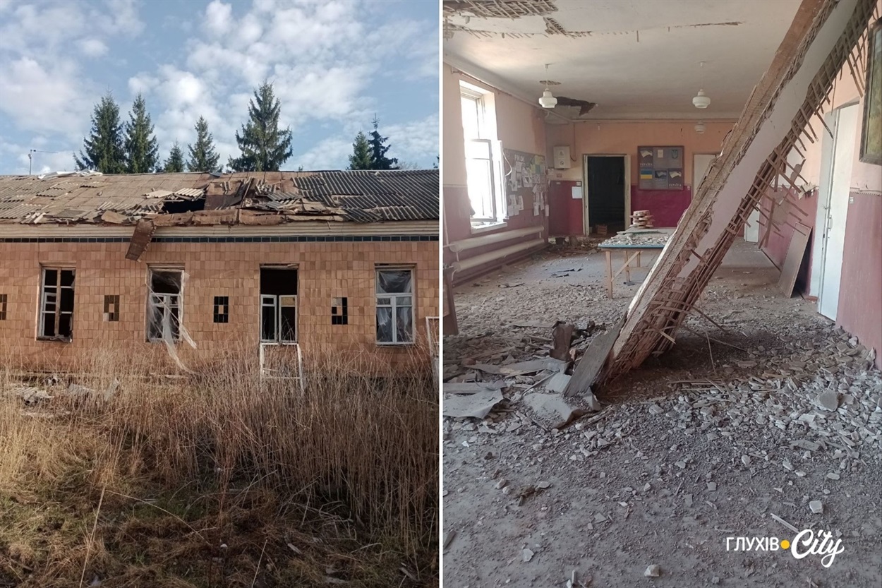 Наслідки російських атак по сільській школі