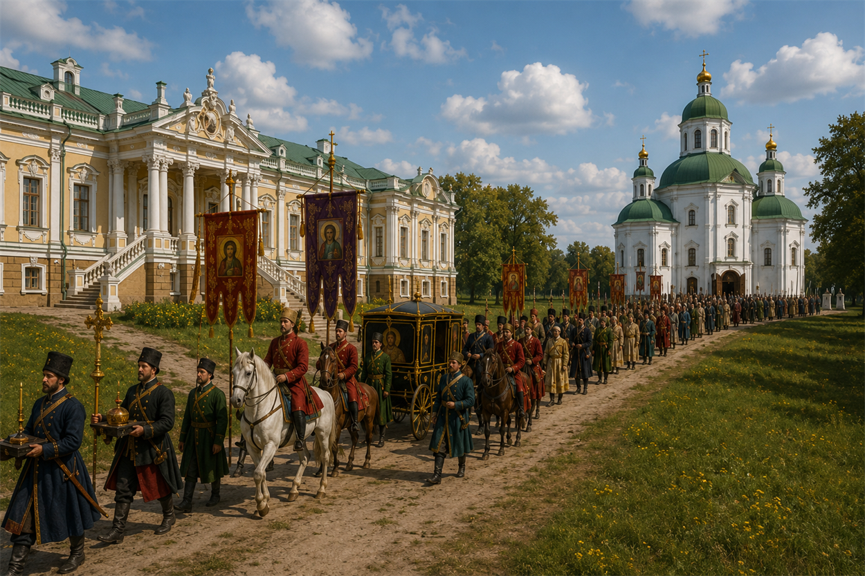 Церемонія очного обрання Розумовського 25.07.1751. Згенероване ШІ